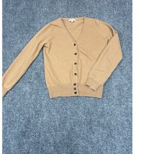 Anna Thomas Cardigan Womens S Tan Wool Cashmere V-Neck Button Front Knit Sweater